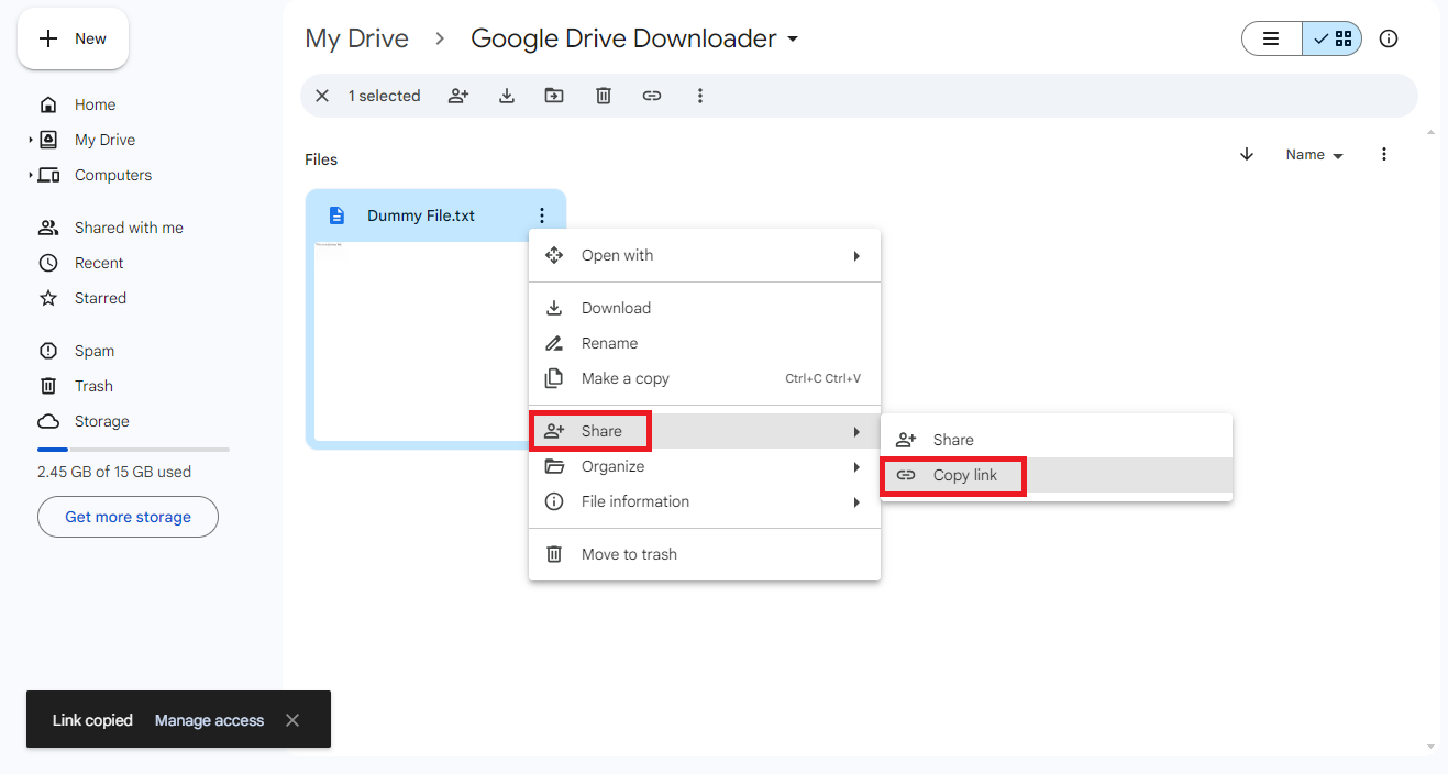 How to Copy Google Drive File Sharing Link