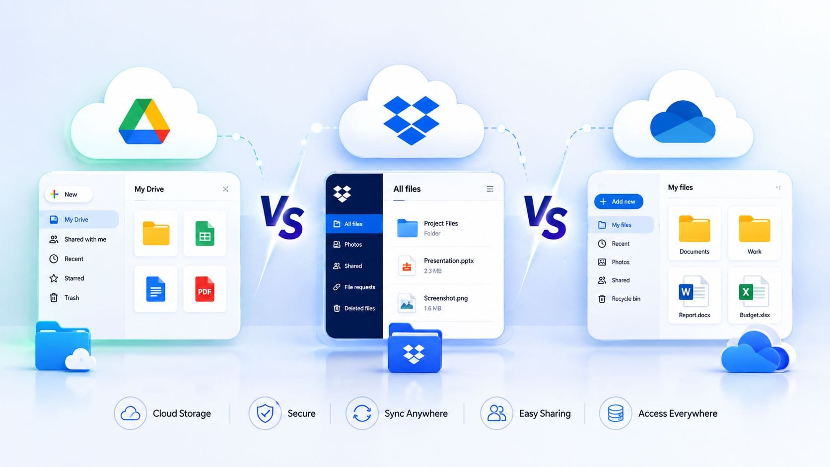 Google Drive vs Dropbox vs OneDrive